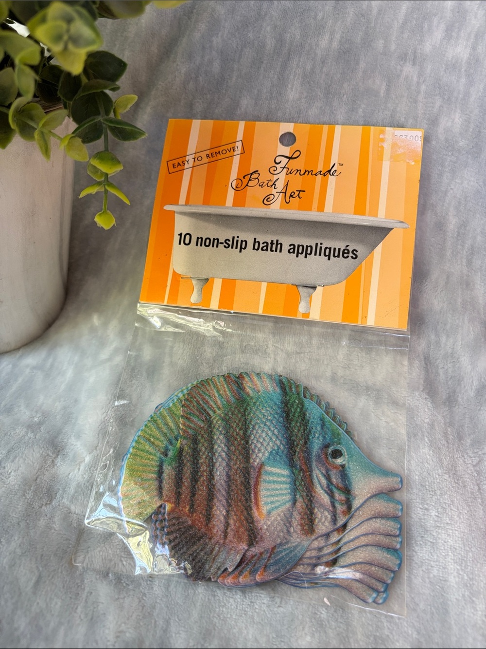 Funmade Bath Art Tropical Fish Non-Slip Bath Appliqués Set of 10 NWT 4.5”x3.25”